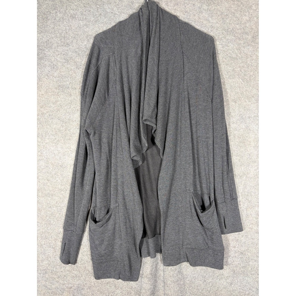 Athleta Pranayama Wrap Cardigan Charcoal Gray Modal Blend Thumbholes Size M